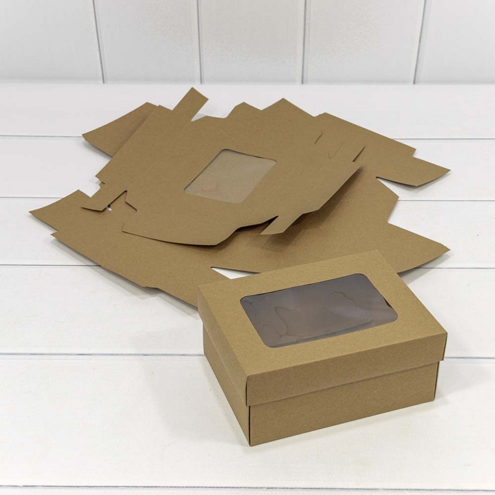 000921 Коробка Прямоугольная 16*12*7 сборная с окошком Крафт класс А 1/20 1/400