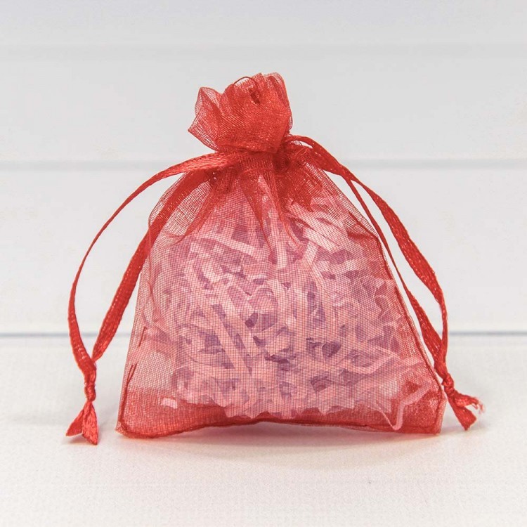 000801-3J Мешочки из органзы 7*9 см однотонные красный 1/100 1/5000