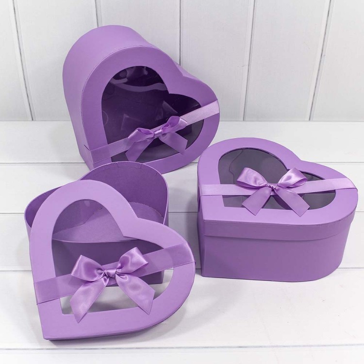 720742/5 Набор коробок "Сердце" 1/3 25,8*24,5*12 Сиреневый 1/12