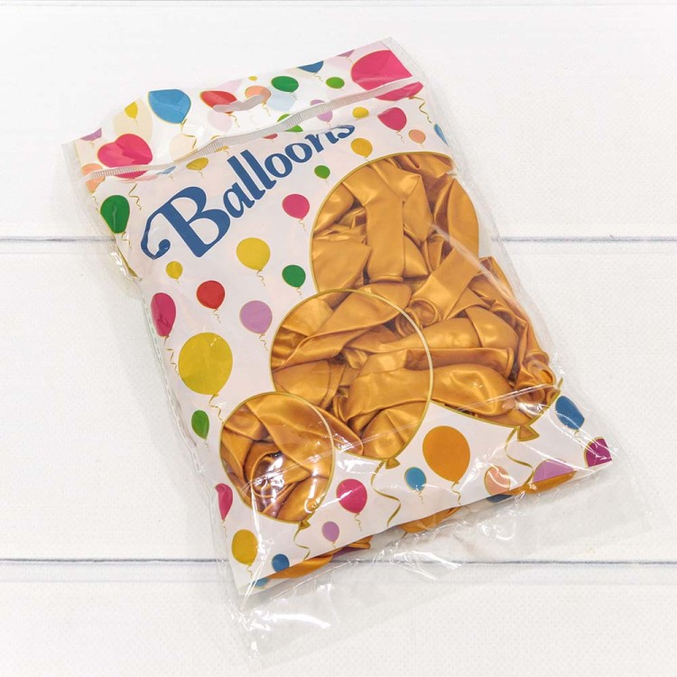 12600/2 Шарики воздушные из латекса "Металлик" 5"/13см (100 шт.) 1г Золотой 1/100