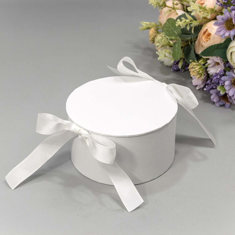 720151/1 Коробка Круглая 11*6 с лентами Белый 1/108