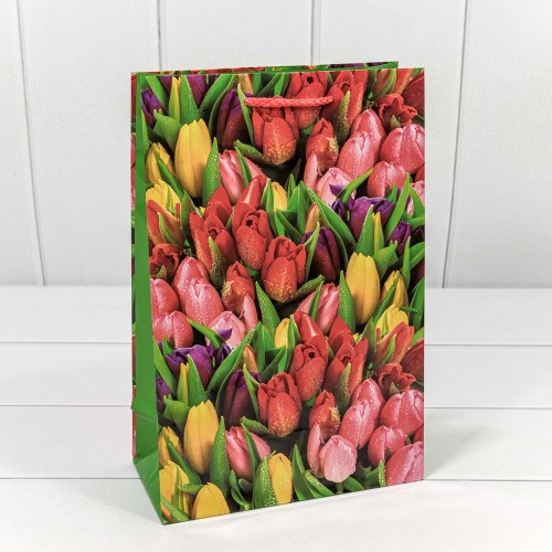 00019K Пакет подарочный "Цветы" (микс) 20*30*10 128г 1/20 1/360