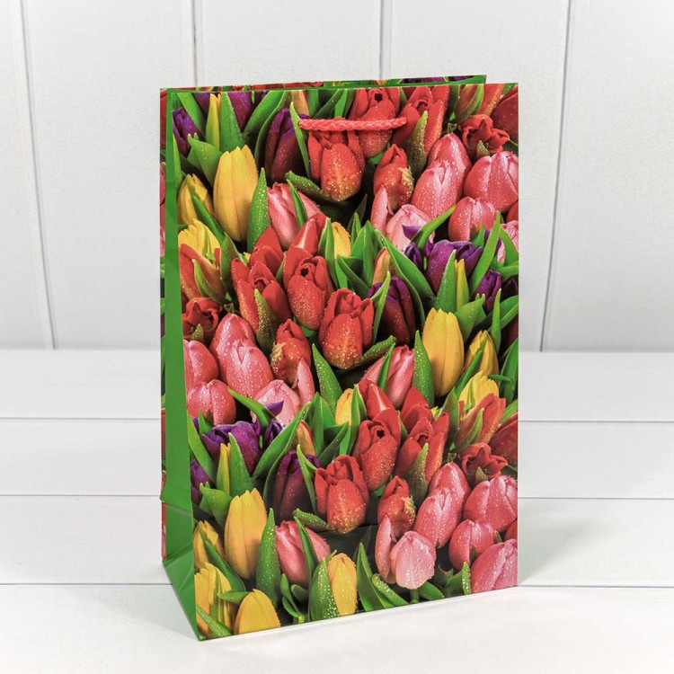 00019K Пакет подарочный "Цветы" (микс) 20*30*10 128г 1/20 1/360