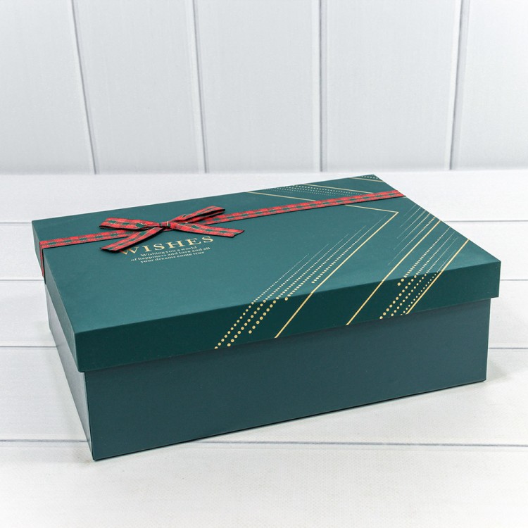 720624/3 Коробки Прямоугольные Набор 1/3 22,5*16*9,5 с бантом "Wishes" Сине-зелёный 1/12