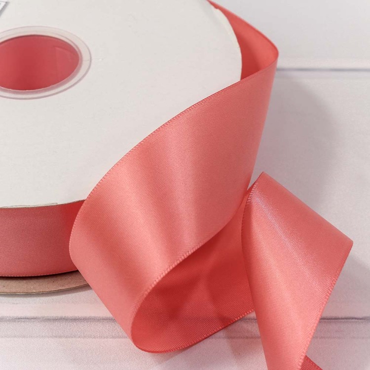 556-38/238 Лента атласная (полиэстер) 3,8 см*100 ярдов персиковый 1/9 1/36