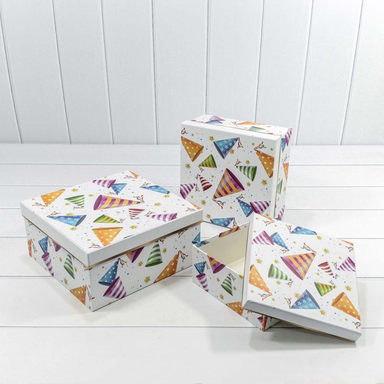 7206010/1 Коробки Квадратные Набор 1/3 25*25*12 Белый 1/16