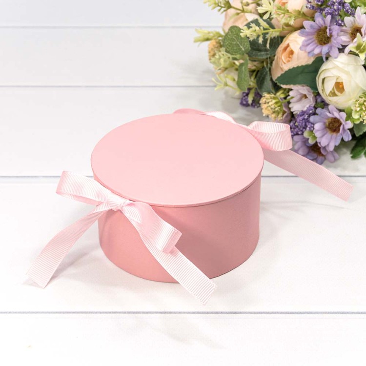 720151/2 Коробка Круглая 11*6 с лентами Розовый 1/108