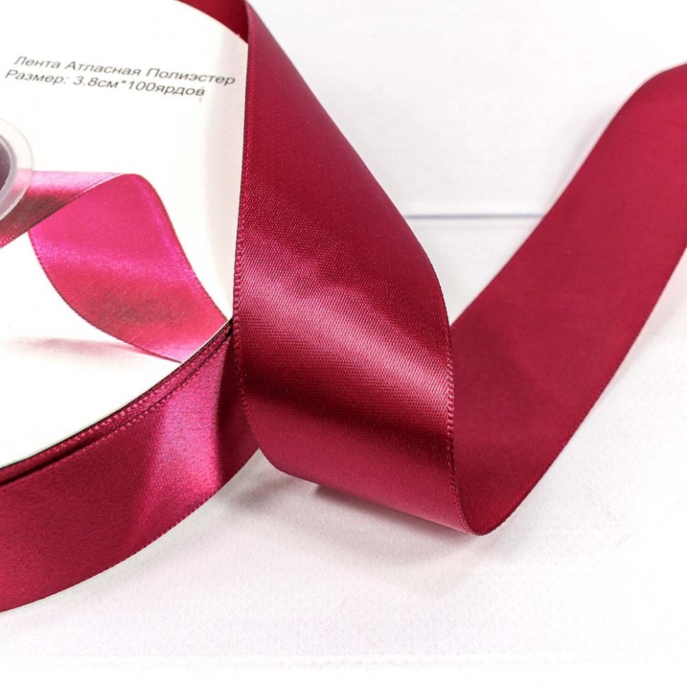 556-38/275 Лента Атласная Полиэстер класс А 3,8см*100ярд Винный 1/9 1/36