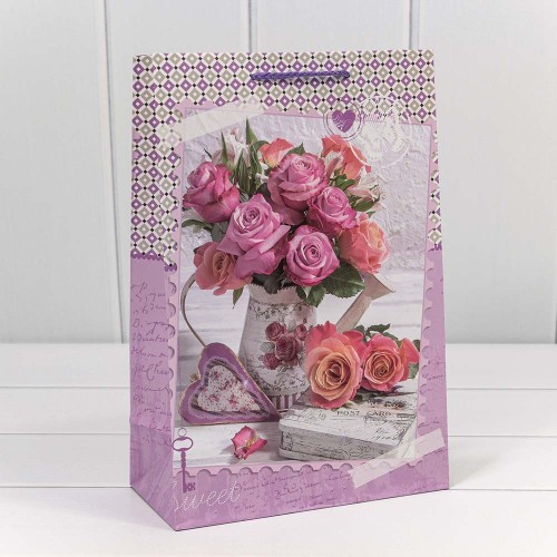 00026K Пакет подарочный 128 гр 20*30*10 см "Цветы" (микс) 1/20 1/360