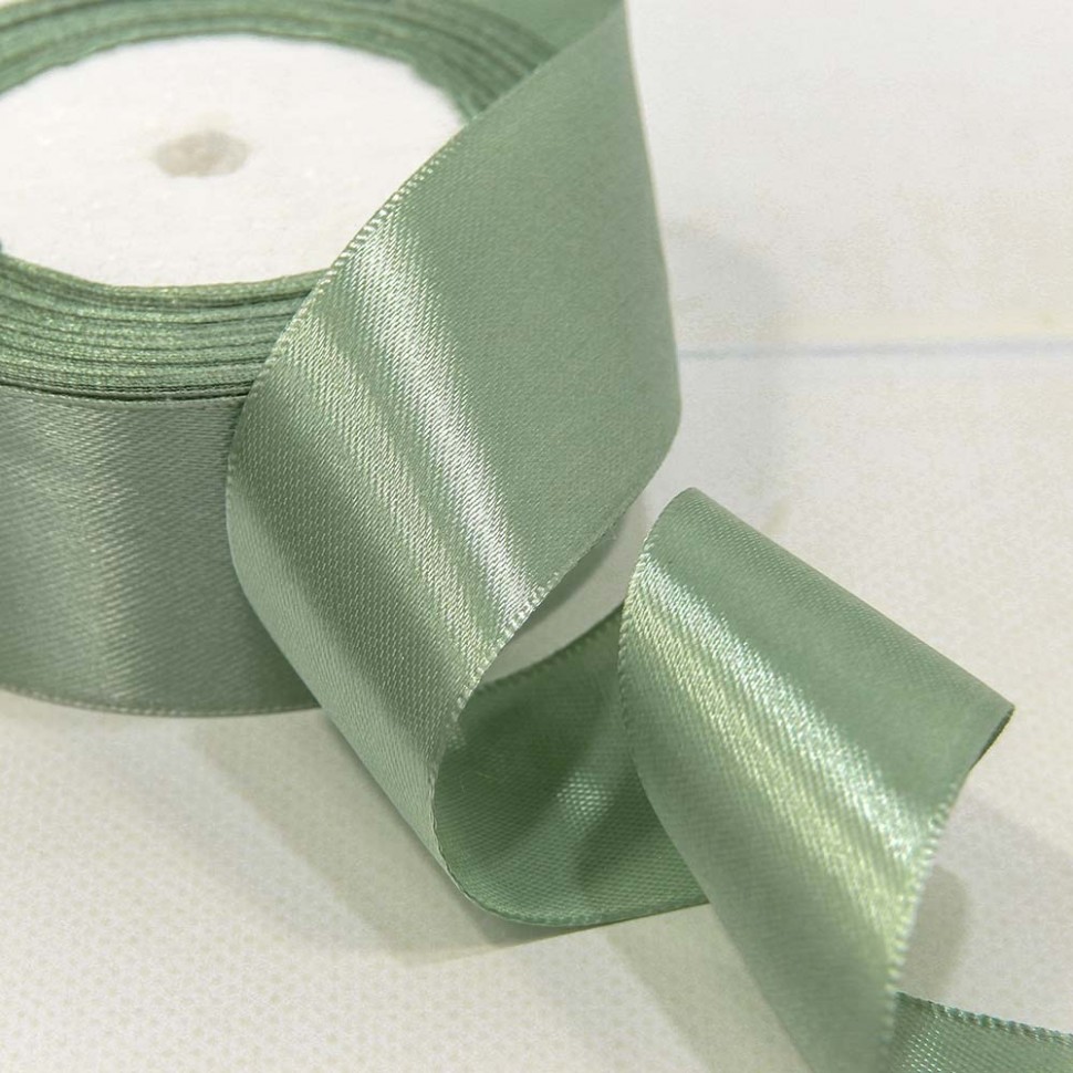 562-38/93 Лента Атласная (сатин) 3,8см*25ярд серая спаржа 1/5 1/200