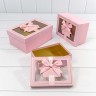 721309/1 Коробки Прямоугольные Набор 1/3 22,5*16*9,5 с окошком и бантом Розовый 1/20