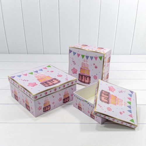 7206010/2 Коробки Квадратные Набор 1/3 25*25*12 Сиреневый 1/16