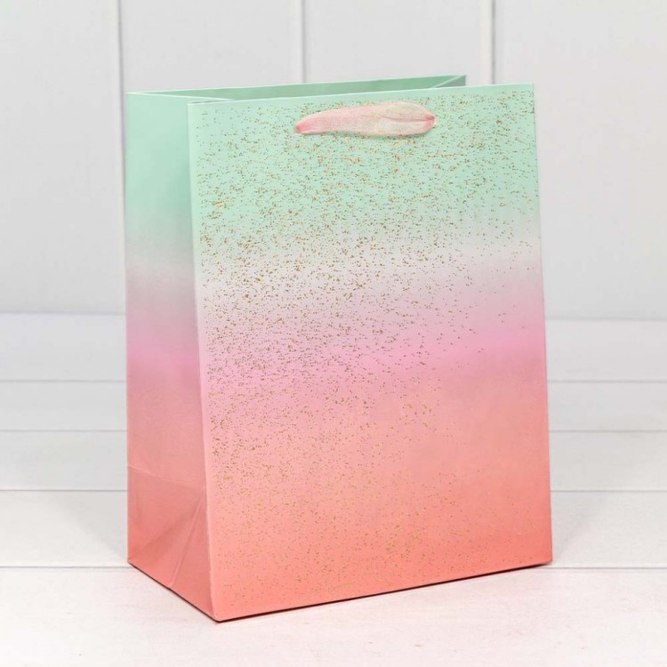 000196E Пакет подарочный "Градиент" с блестящими вкраплениями (микс) 18*23*10 230г 1/20 1/360