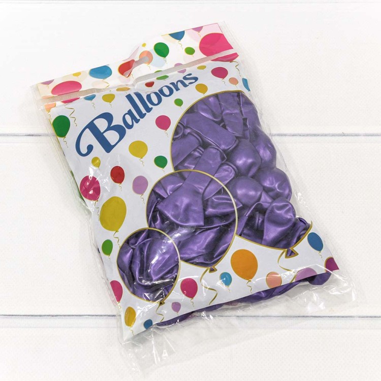 12600/6 Шарики воздушные из латекса "Металлик" 5"/13см (100 шт.) 1г Фиолетовый 1/100