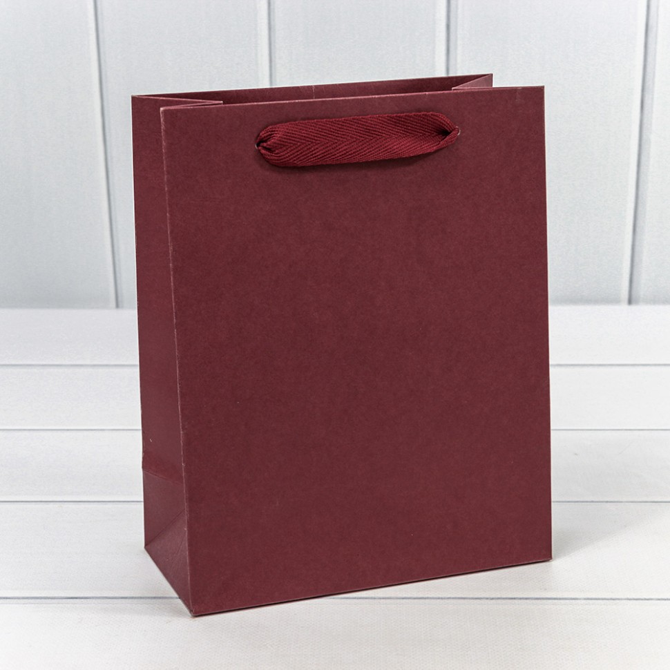 000192D Пакет подарочный Крафт Бордовый 19,5*24,5*9,5 230г 1/20 1/240