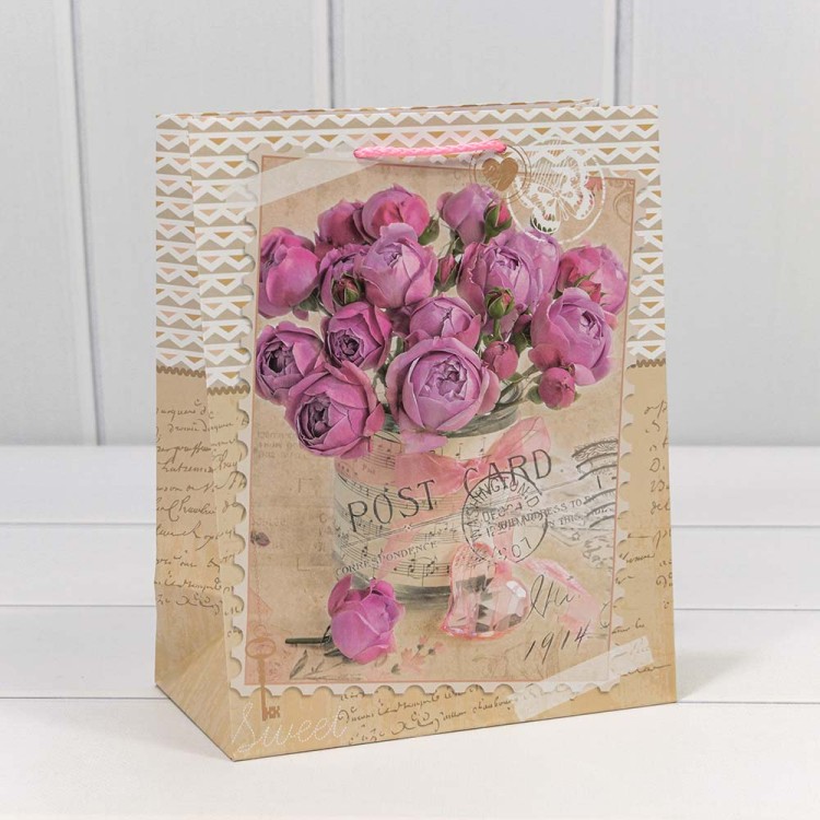 00026E Пакет подарочный 128 г 18*23*10 см "Цветы" (микс) 1/20 1/480