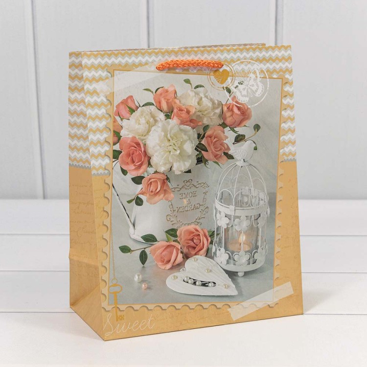 00026E Пакет подарочный 128 г 18*23*10 см "Цветы" (микс) 1/20 1/480