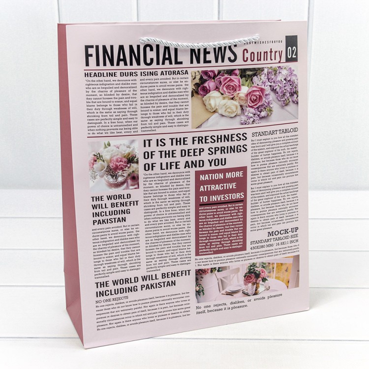 000212C Пакет подарочный "Газета" 26*32*10 157г 1/20 1/360