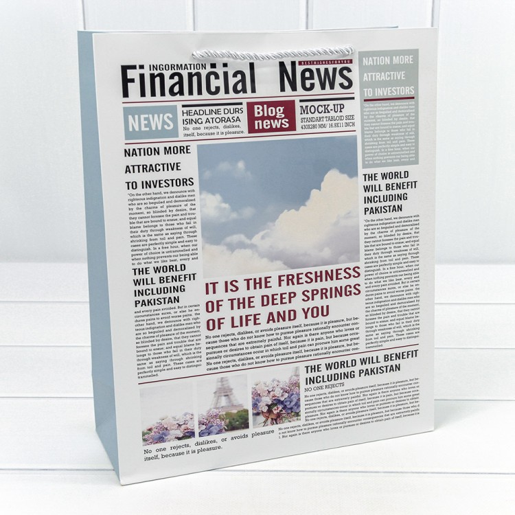 000212C Пакет подарочный "Газета" 26*32*10 157г 1/20 1/360