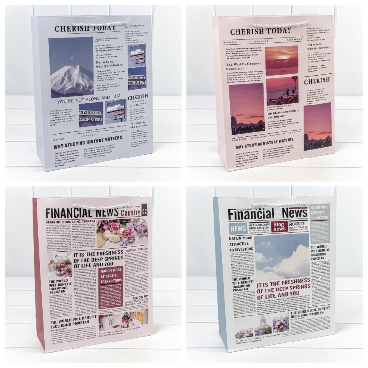 000212C Пакет подарочный "Газета" 26*32*10 157г 1/20 1/360