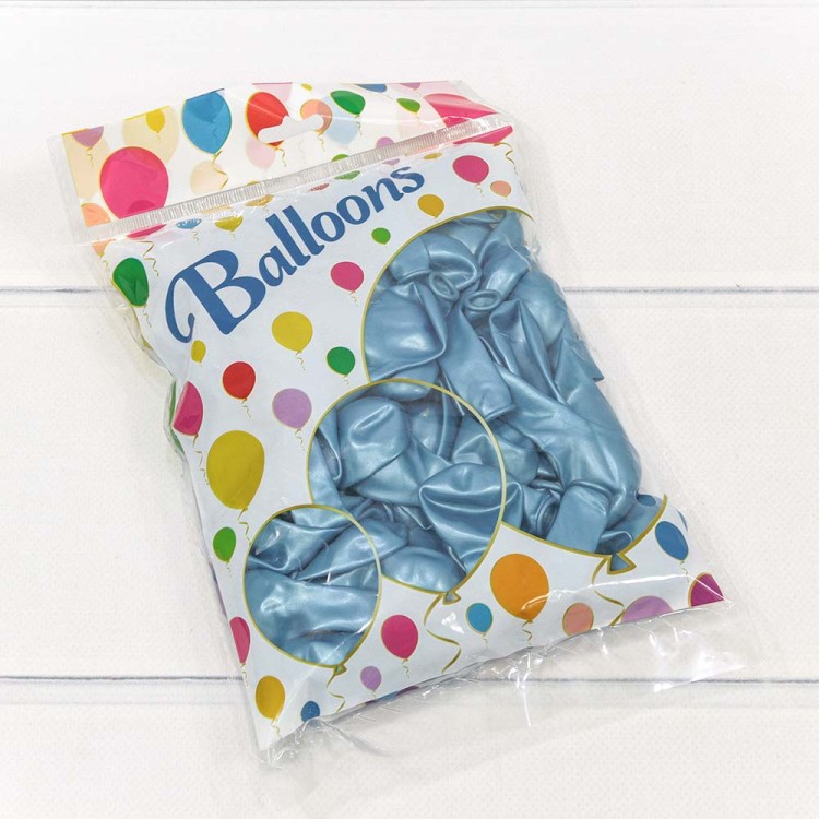 12600/7 Шарики воздушные из латекса "Металлик" 5"/13см (100 шт.) 1г Голубой 1/100