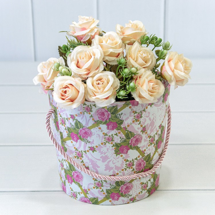 720745/11 Коробка "Ваза для цветов" 15*13 с ручкой "Цветы 4" 1/10 1/120