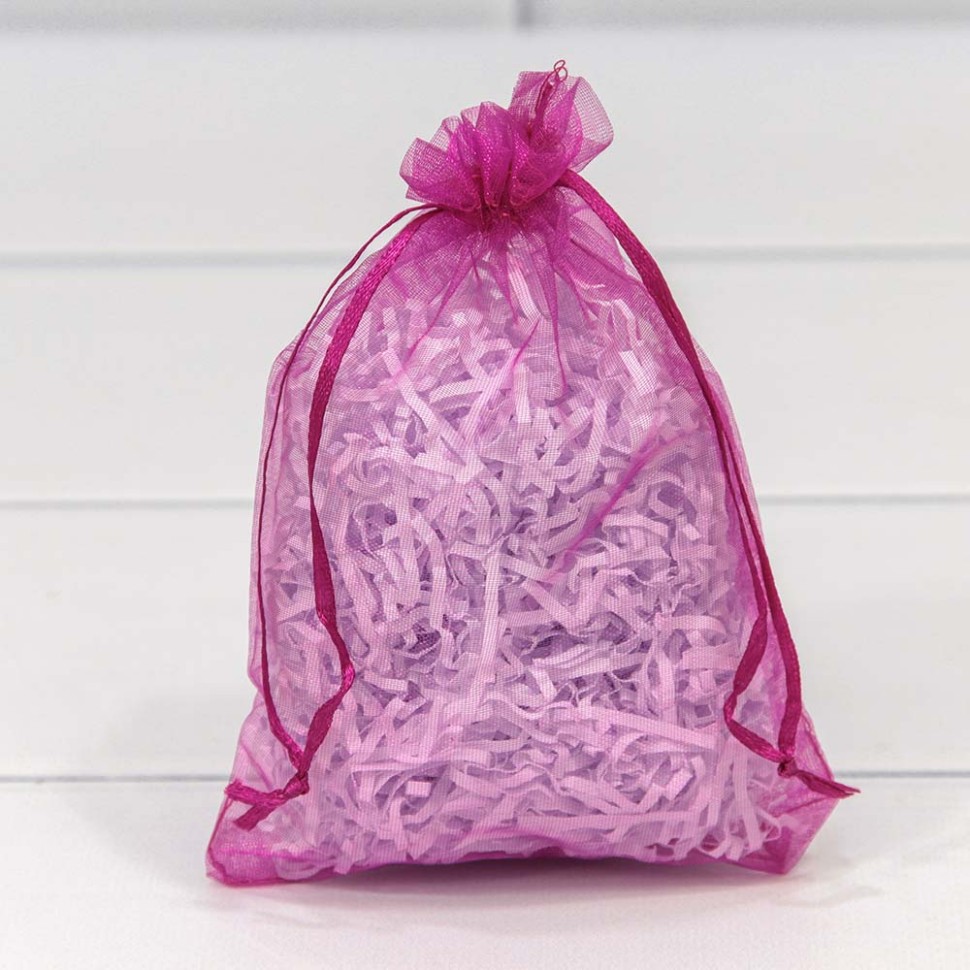000801-8H Мешочки из органзы 11*16 см однотонные малиновый 1/100 1/5000