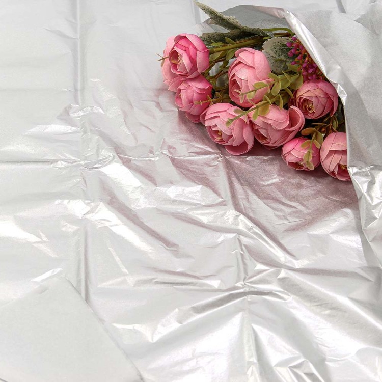 000100/5 Бумага в листах "Тишью" 50*66 (10 шт.) Серебряный 1/250