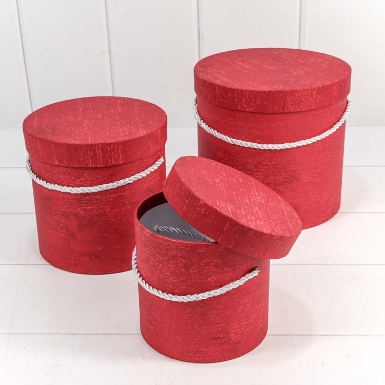 7201360/3 Набор коробок 1/3 цилиндр из дизайнерской бумаги 18,3*17,2 см красный 1/27