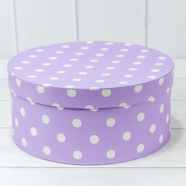 7212245/1708 Набор коробок Круглые 1/3 25,5*11,5 " Горох" Сиреневый 1/12