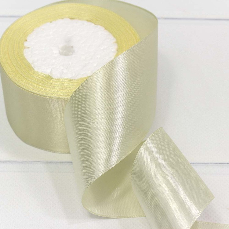 562-50/50 Лента Атласная Сатин 5см*25ярд Кремовый 1/4 1/160