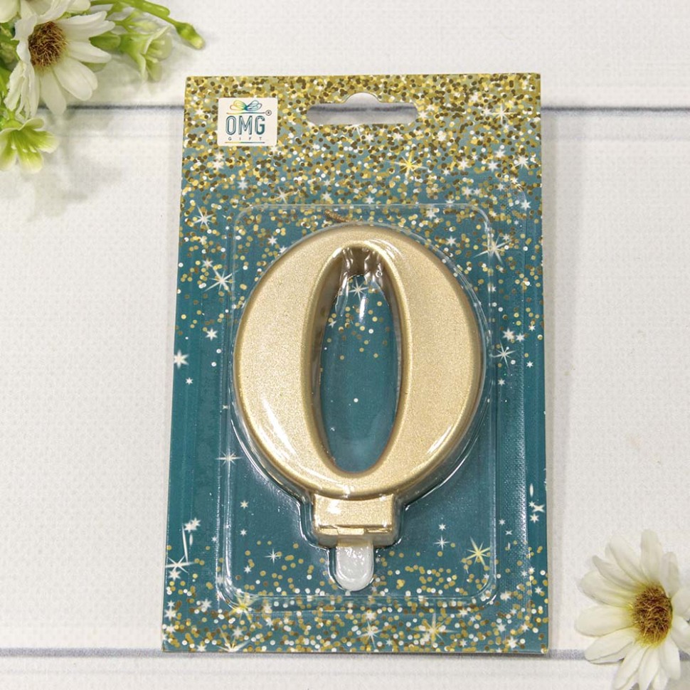 20010-70/0 Свеча для торта Цифра 0 "Гигант" 8см Золотой 1/12 1/288