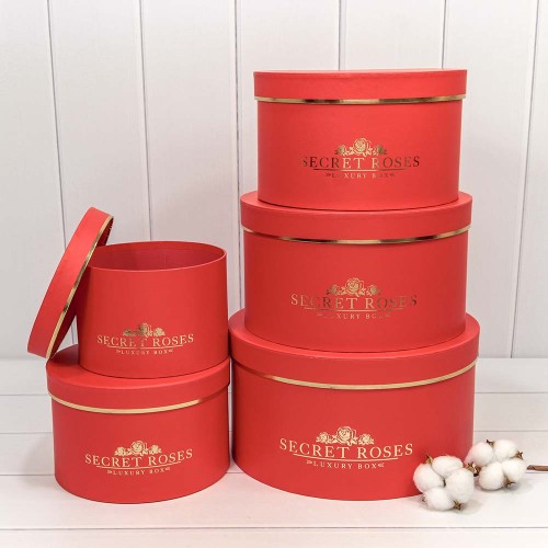 720885/3	Коробки Круглые Набор 1/5 30*16 "Secret Roses" Красный 1/8