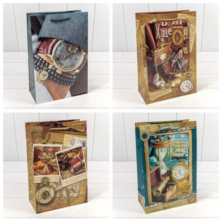 00044K Пакет подарочный "Мужской" глянцевый (микс) 20*30*10 157г 1/20 1/360