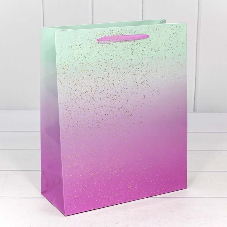 000196C Пакет подарочный "Градиент" с блестящими вкраплениями (микс) 26*32*11 см 1/20 1/240