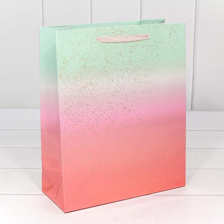 000196C Пакет подарочный "Градиент" с блестящими вкраплениями (микс) 26*32*11 см 1/20 1/240