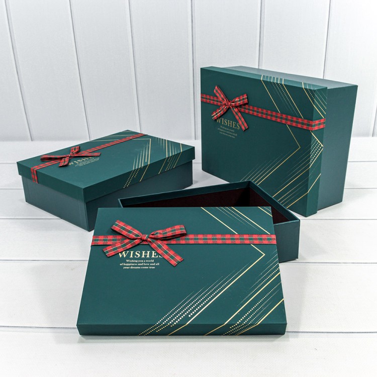 720625/3 Коробки Прямоугольные Набор 1/3 29*21*9,5 с бантом "Wishes" Сине-зелёный 1/12