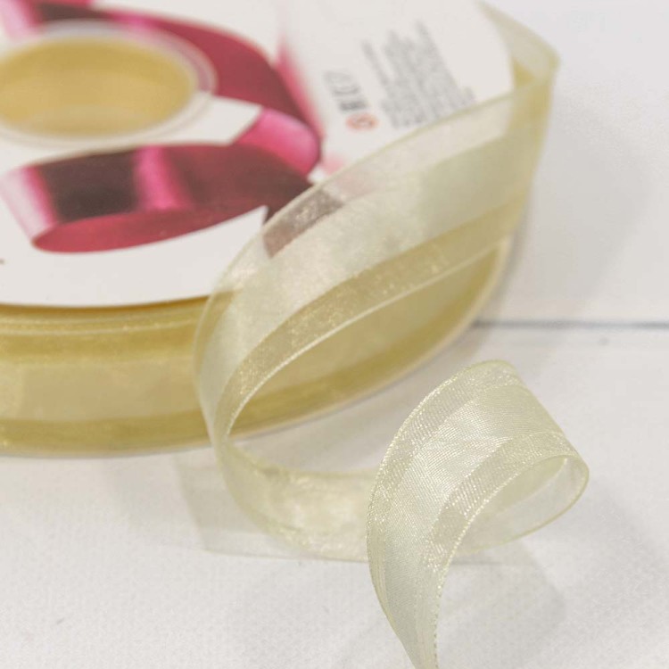 570-25/1002 Лента Органза Полоса 2,5см*100ярд Шампань 1/13 1/52