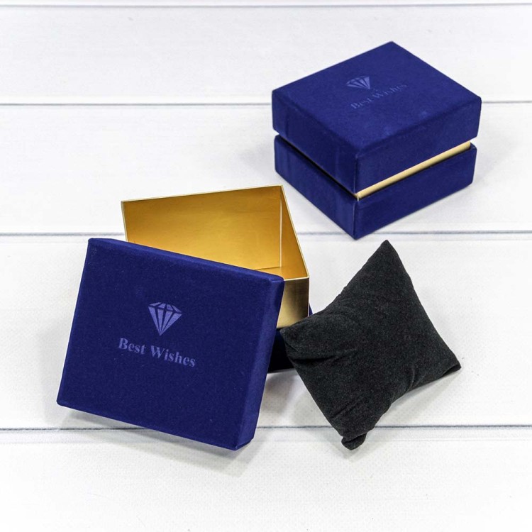 721164/1 Коробка Прямоугольная 8,9*7,9*6,5 бархатная Синий 1/6 1/120