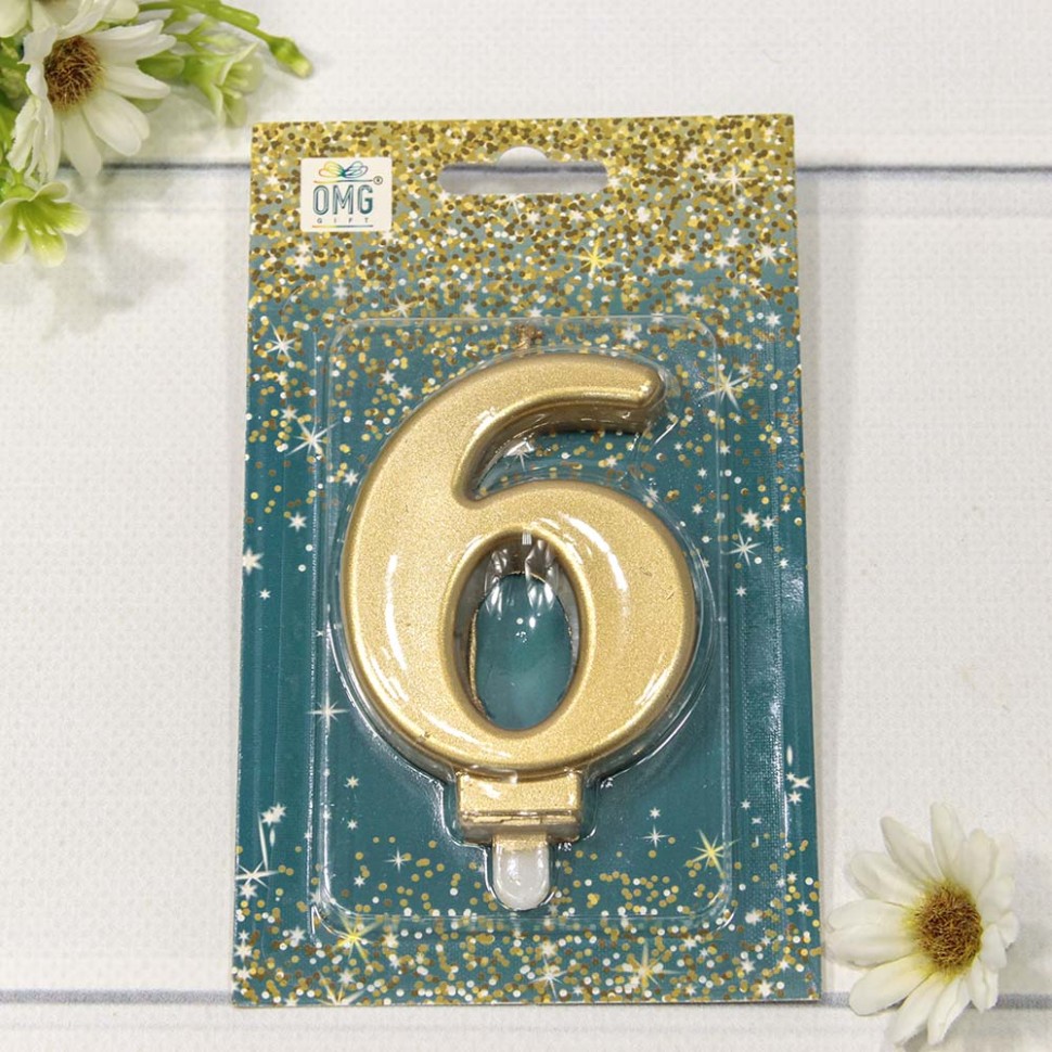 20010-70/6 Свеча для торта Цифра 6 "Гигант" 8см Золотой 1/12 1/288 20010-70/6 Свеча для торта Цифра 6 "Гигант" 8см Золотой 1/12 1/288