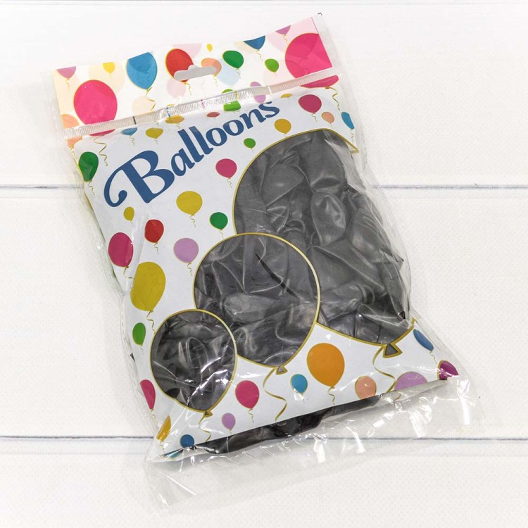 12600/10 Шарики воздушные из латекса "Металлик" 5"/13см (100 шт.) 1г Чёрный 1/100