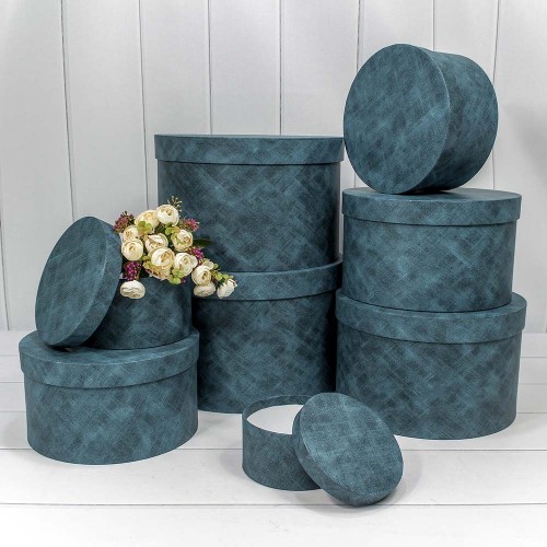 7218001/0044 Коробки Круглые Набор 1/8 32*21 "Текстура" Синий 1/4