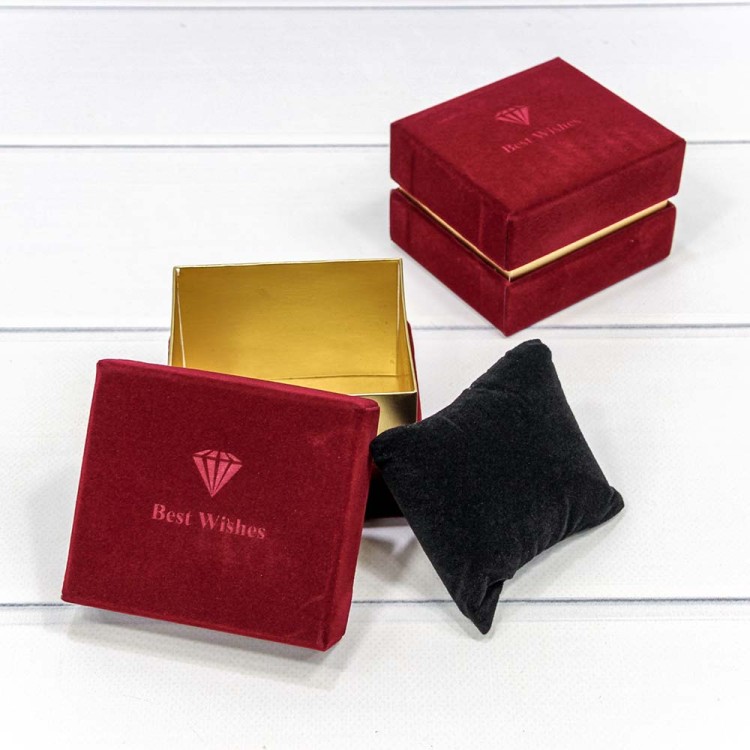 72091163/2 Коробка Прямоугольная 8,9*7,9*6,5 бархатная Бордовый 1/6 1/120