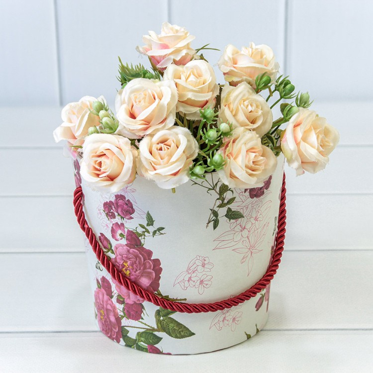 720745/17 Коробка "Ваза для цветов" 15*13 с ручкой "Цветы 6" 1/10 1/120