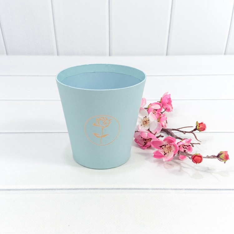 720788/10 Коробка "Ваза для цветов" 10,7*10,6 с тиснением "Мини" Бледно-голубой 1/10 1/120