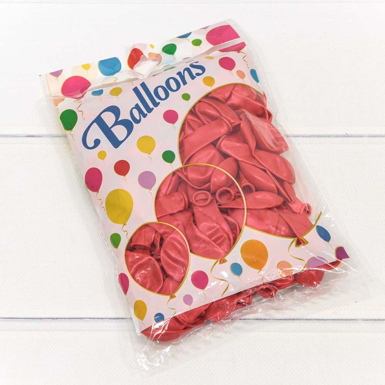 12600/11 Шарики воздушные из латекса "Металлик" 5"/13см (100 шт.) 1г Красный 1/100