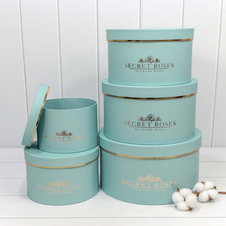 720885/8 Коробки Круглые Набор 1/5 30*16 "Secret Roses" Голубой 1/8