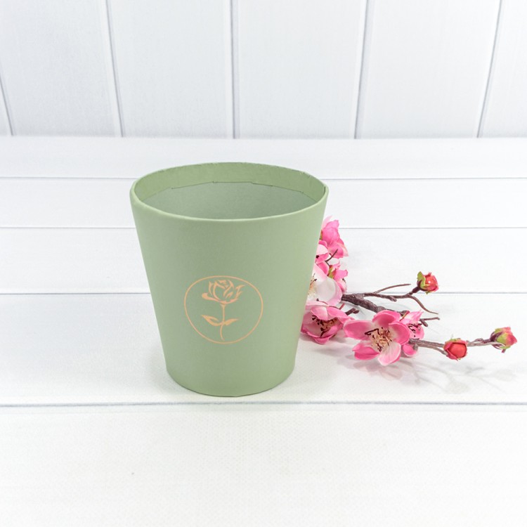 720788/11 Коробка "Ваза для цветов" 10,7*10,6 с тиснением "Мини" Бледно-зеленый 1/10 1/120