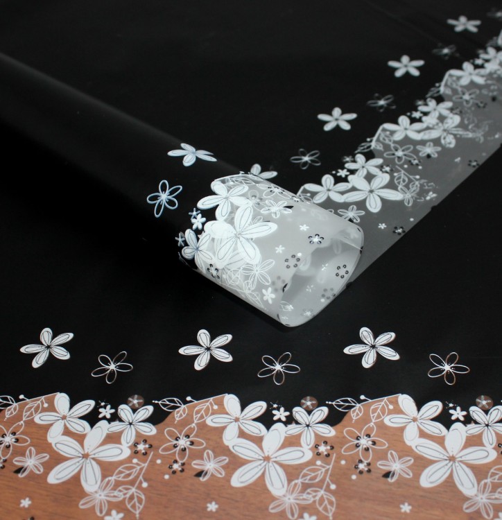 PPM2-1 Пленка матовая с цветочным рисунком 60*60 см черная (20 листов) 1/100