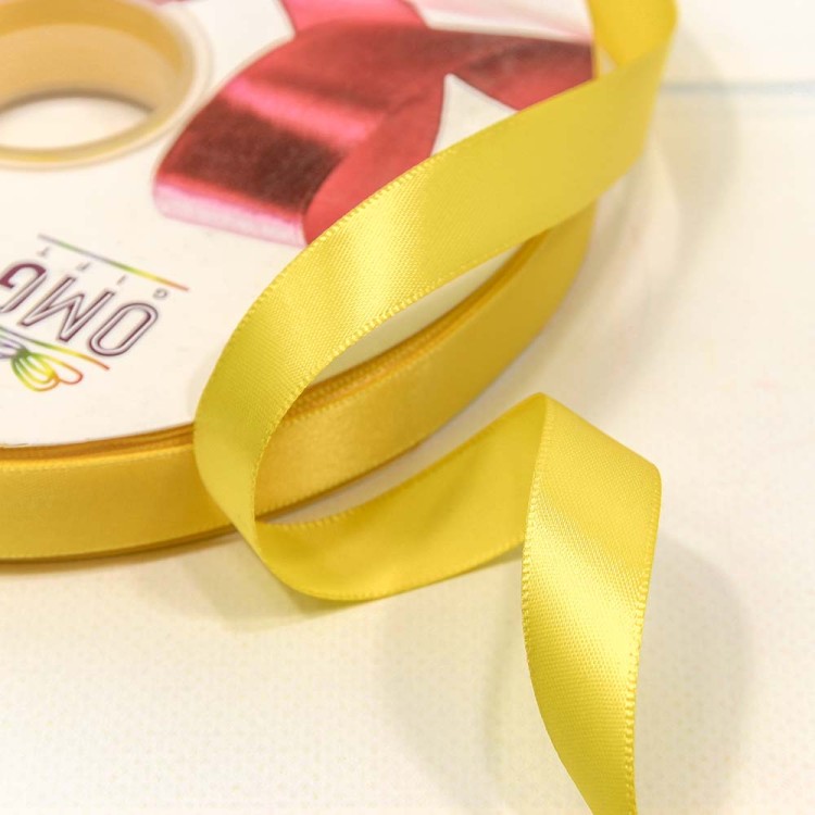 556-15/640 Лента Атласная Полиэстер класс А 1,5см*100ярд Шафраново-жёлтый 1/18 1/72